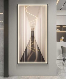 Black Frame Entrance Panel in All Its Details Using Smart Lighting